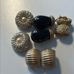 Clip on earrings, 3 pairs